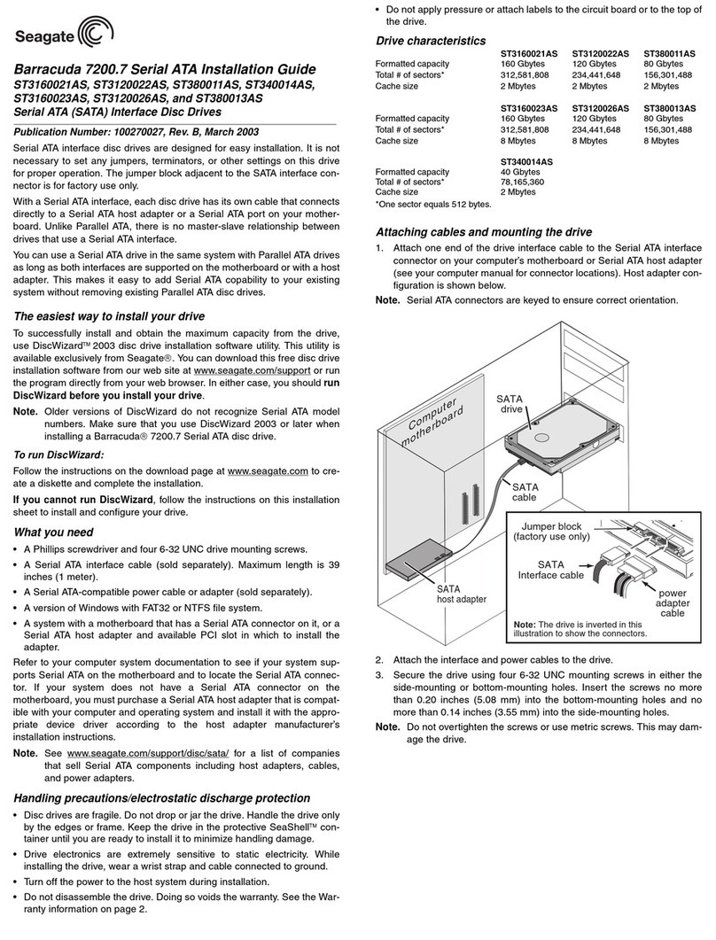 Seagate Barracuda 7200.7 ST3160021AS User manual Seagate Barracuda 7200.7 ST3160021AS User manual