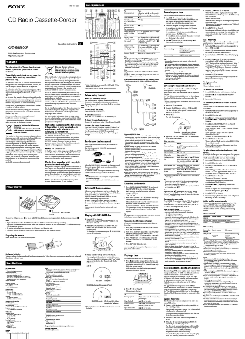 Sony CFD-RG880CP User manual