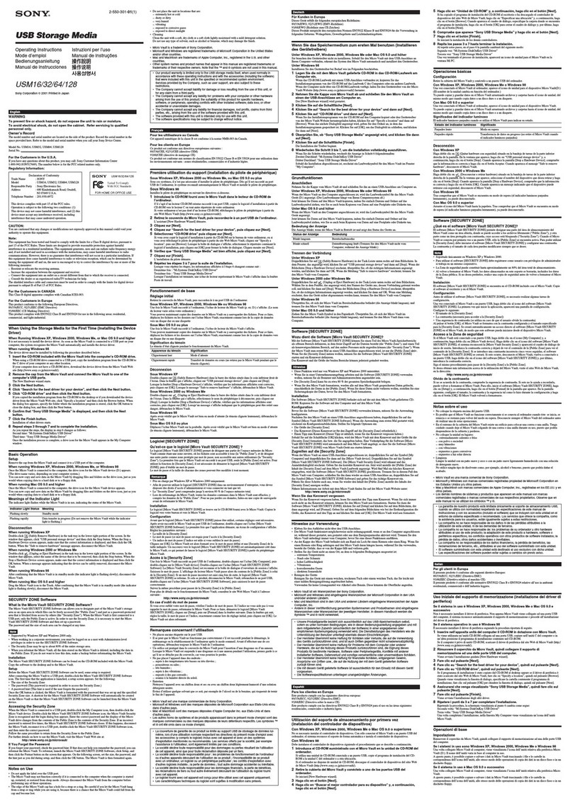 Sony USM16 User manual