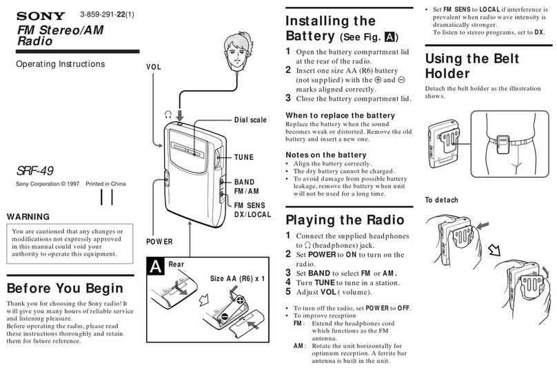 Sony SRF-49 operating instructions