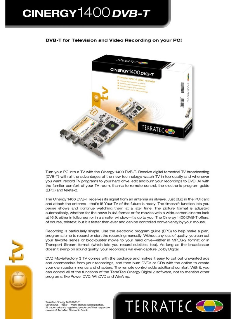 TerraTec CINERGY 1400DVB-T Installation guide TerraTec CINERGY 1400DVB-T Installation guide