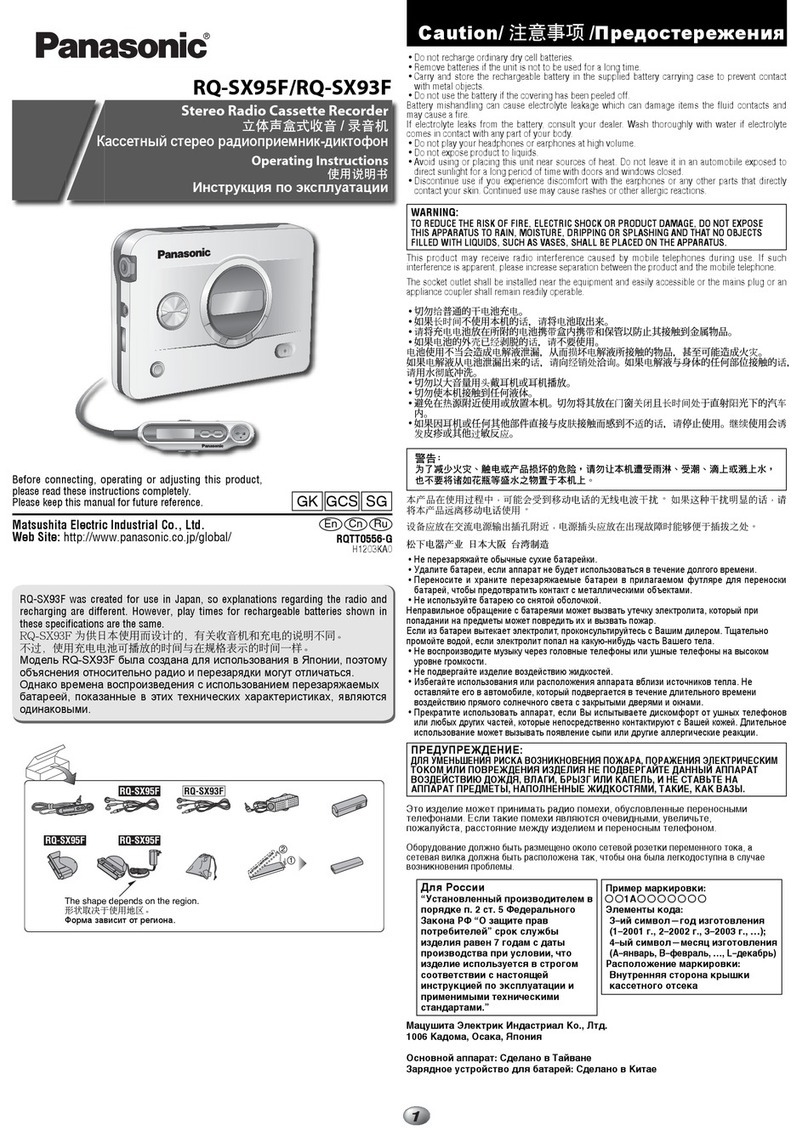 Panasonic RQ-SX93F operating instructions