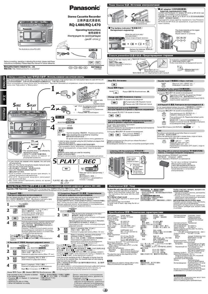 Panasonic RQ-L470 User manual Panasonic RQ-L470 User manual