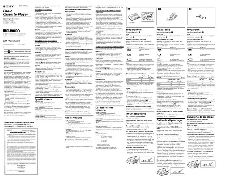 Sony Walkman WM-FX275 User manual