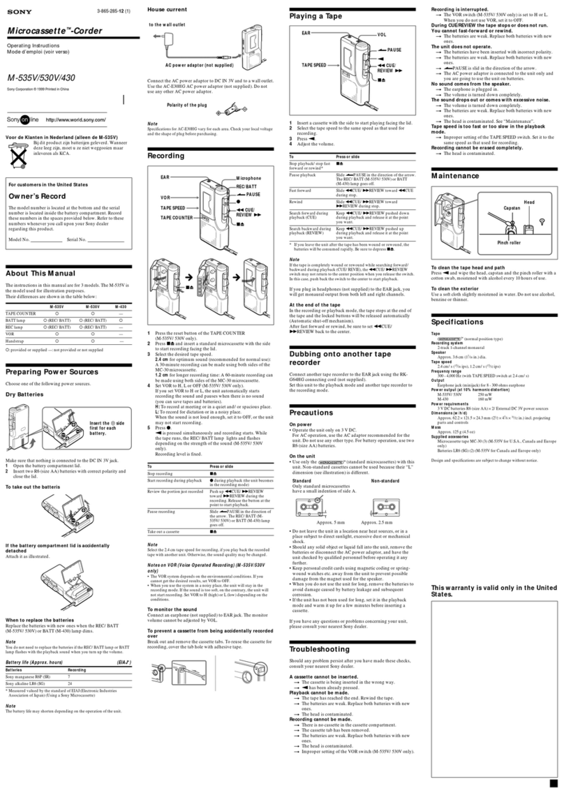 Sony M-535V User manual