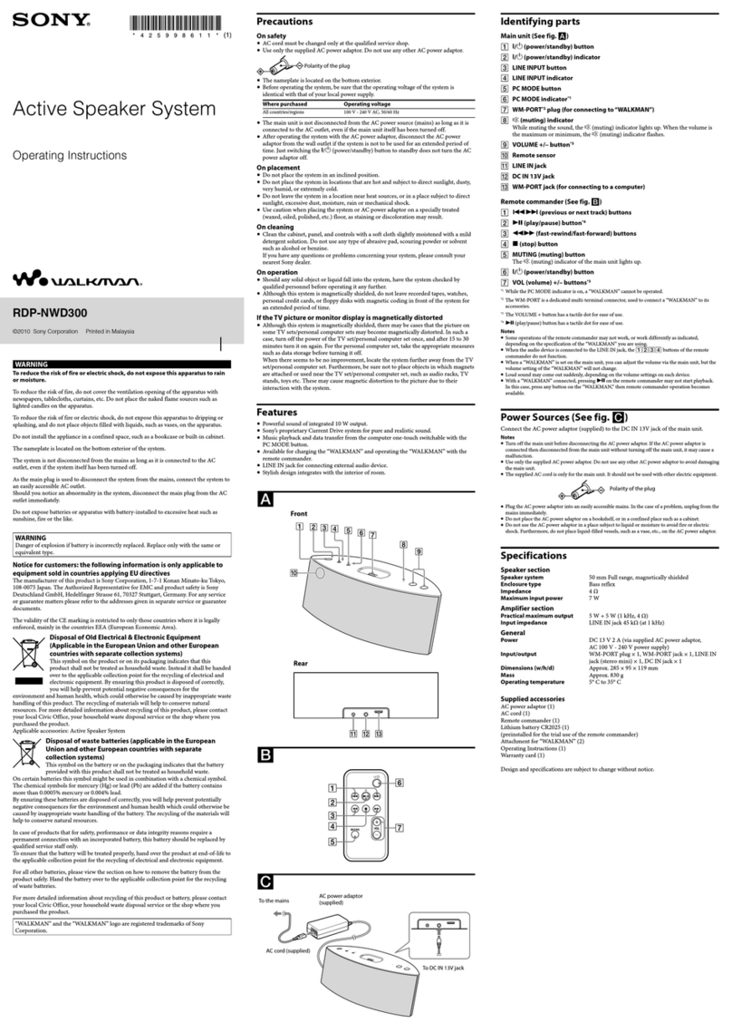 Sony Walkman RDP-NWD300 operating instructions
