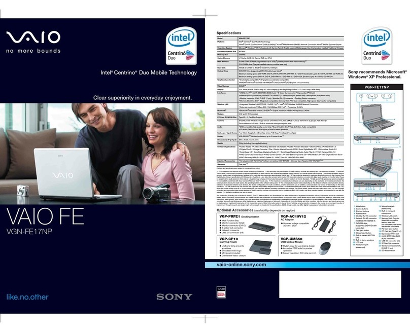 Sony VAIO FE VGN-FE17NP User manual