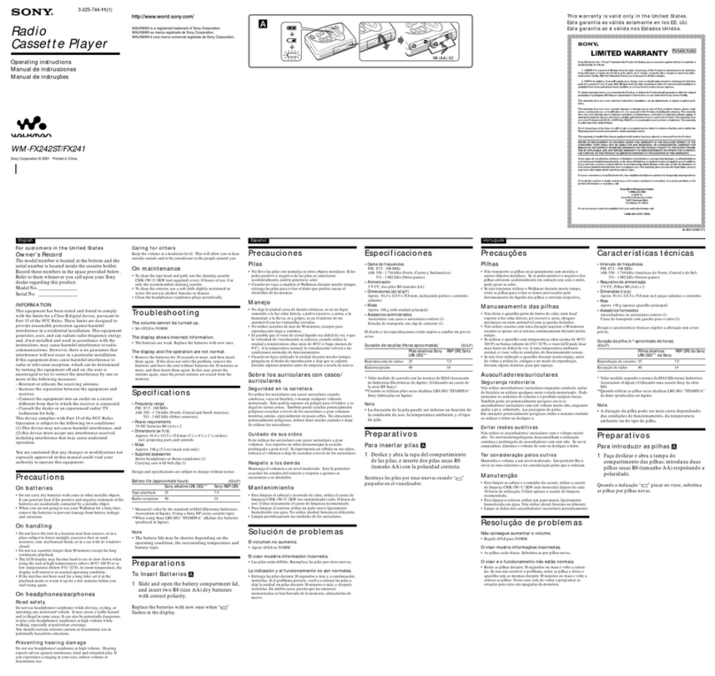 Sony Walkman WM-FX241 User manual