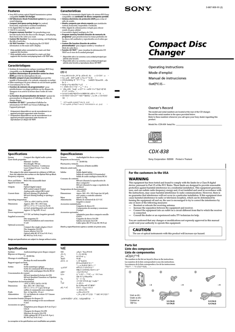 Sony CDX-838 - Compact Disc Changer System User manual
