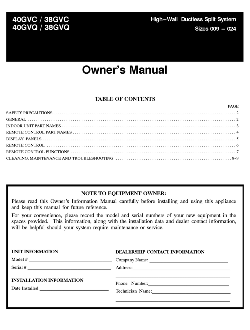 Carrier 40GVC User manual