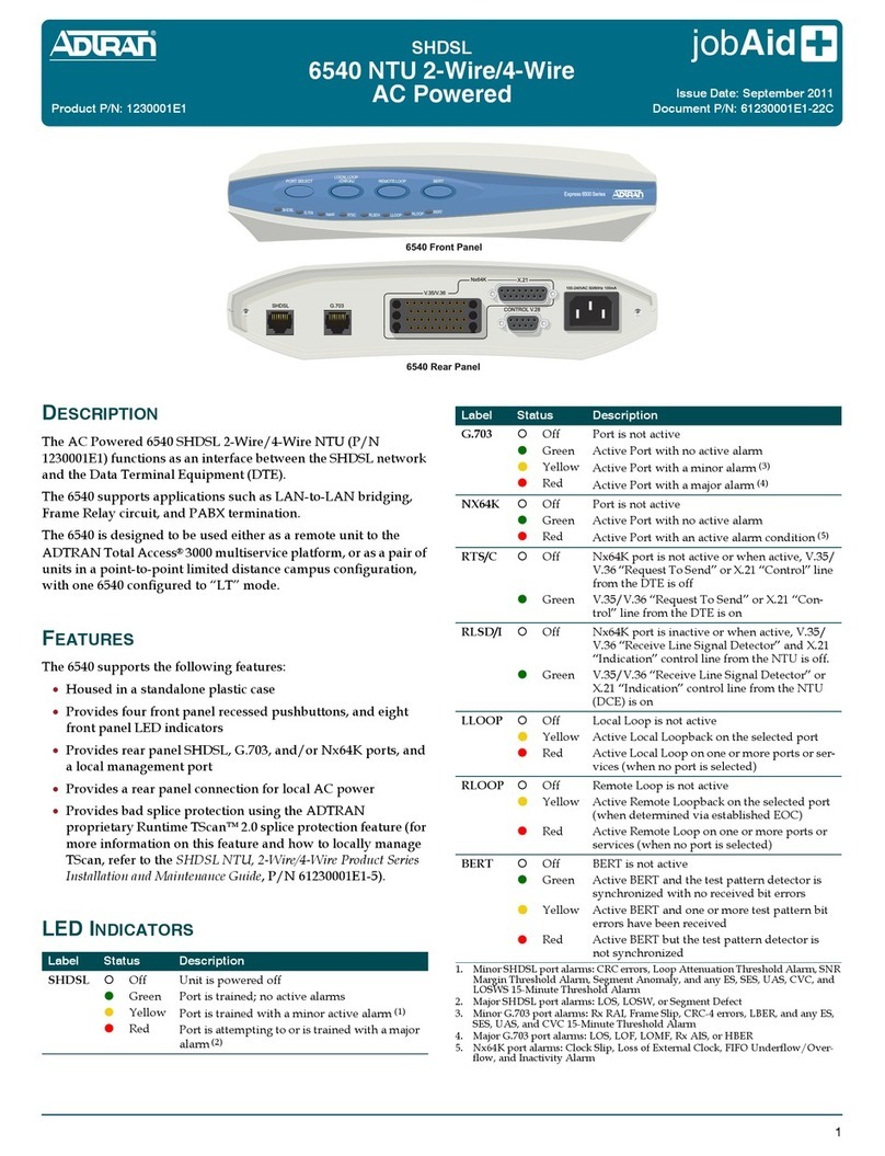 ADTRAN 6540 Operating and installation instructions