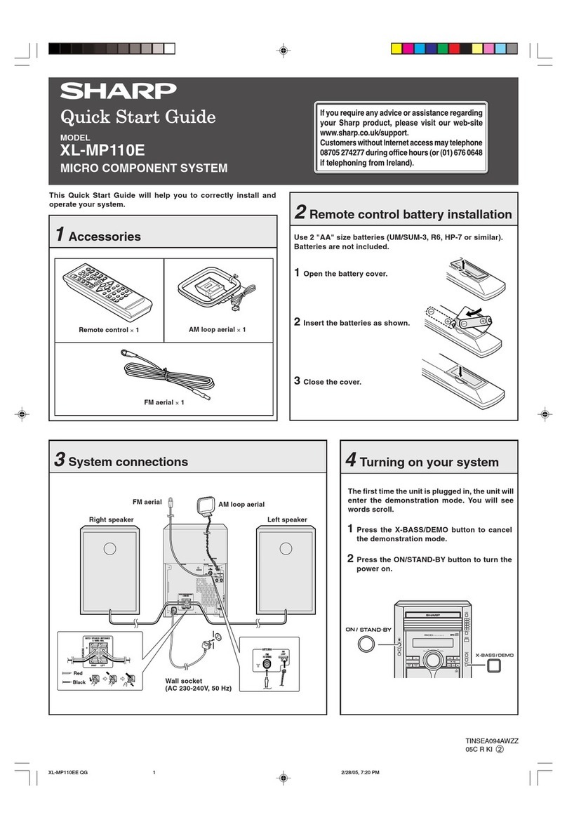 Sharp XL-MP110E quick start guide