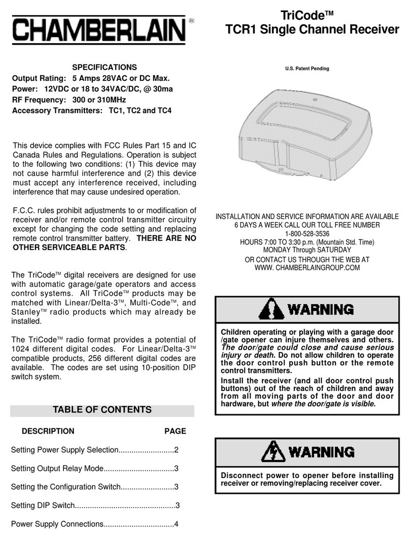 Chamberlain TriCode TCR1 owner's manual
