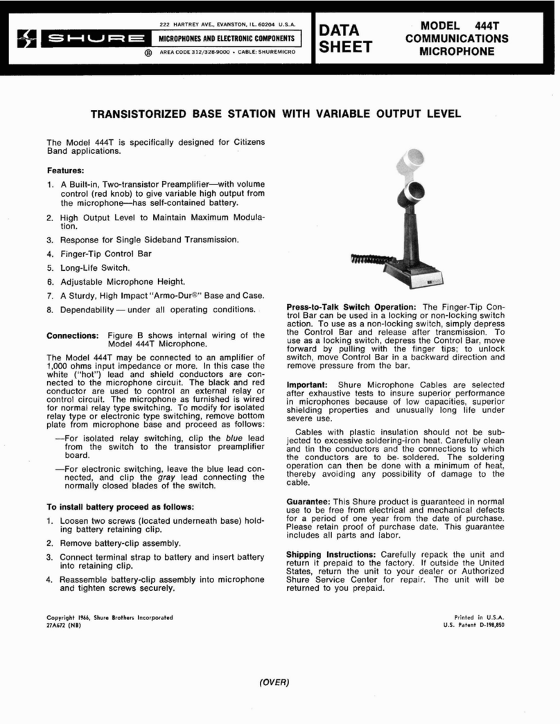 Shure 444T User manual