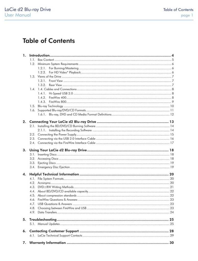 LaCie D2 BLU-RAY XL user manual