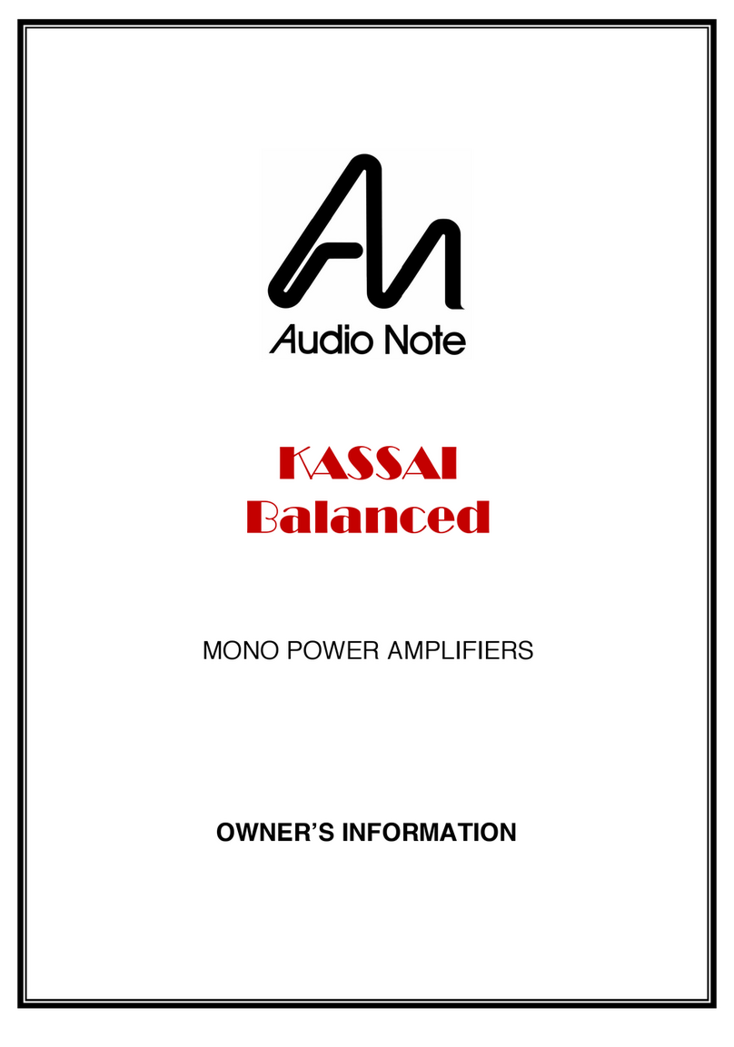 Audio Note KASSAI Balanced Owner's Information