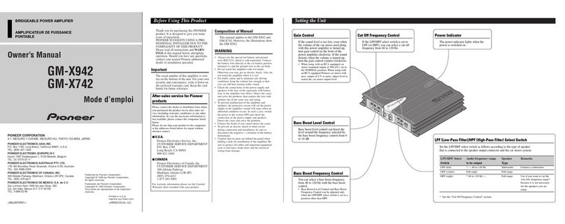 Pioneer GM-X942 owner's manual