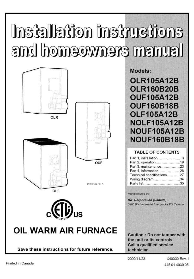 ICP OLR105A12B Installation instructions and owner's manual