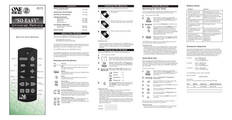 One Forall SO EASY URC-2530 User guide & code book