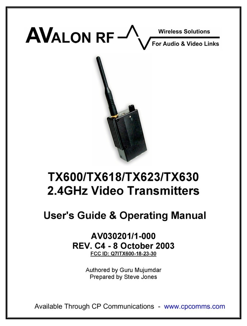 Avalon RF TX600 User's guide & operating manual
