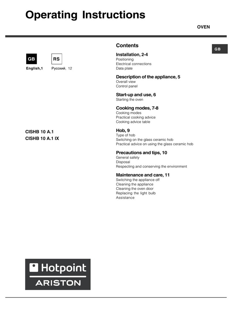 Hotpoint Ariston CISHB 10 A.1 operating instructions