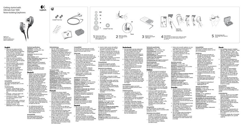 Logitech Ultimate Ears 600 User manual Logitech Ultimate Ears 600 User manual