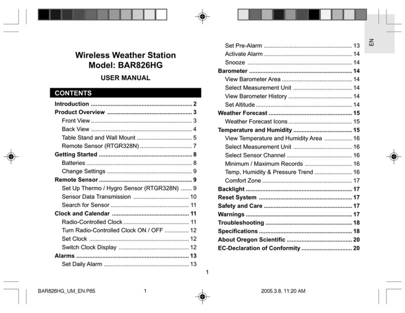 Oregon Scientific BAR826HG User manual