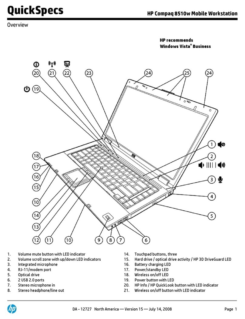 HP 8510w - Mobile Workstation Installation guide