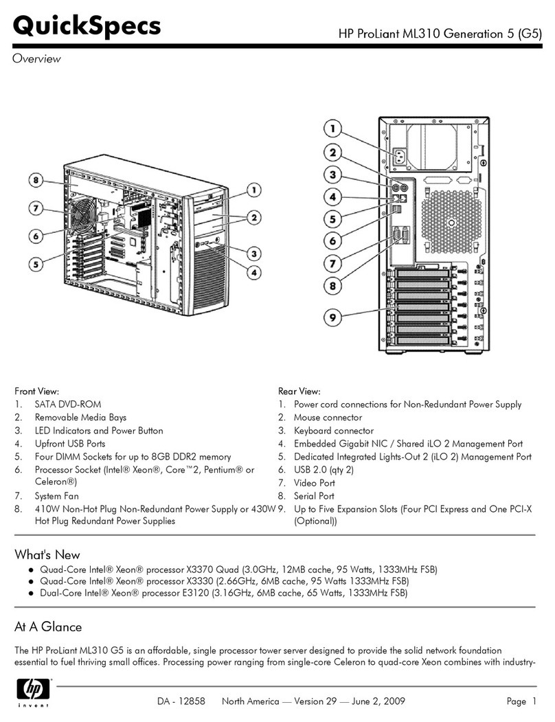 HP ProLiant ML310 Generation 5p Quickspecs