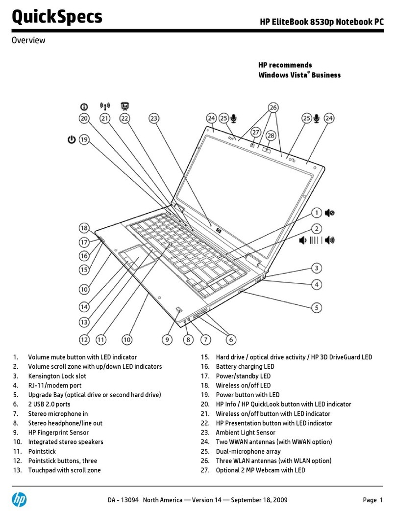 HP 8530p - EliteBook - Core 2 Duo 2.4 GHz User instructions
