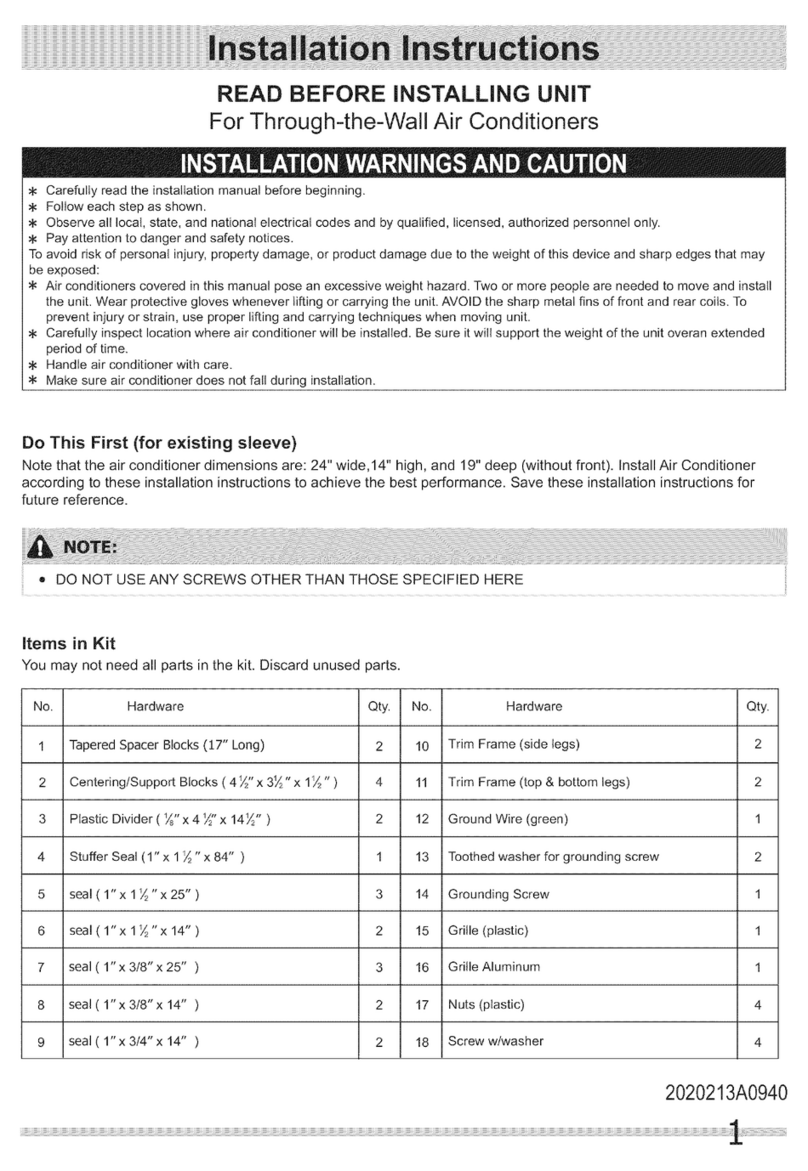 Frigidaire CRA144HT212 User manual