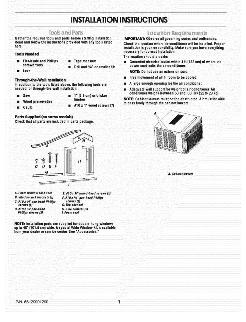 Frigidaire FAQ085S7A11 installation instructions