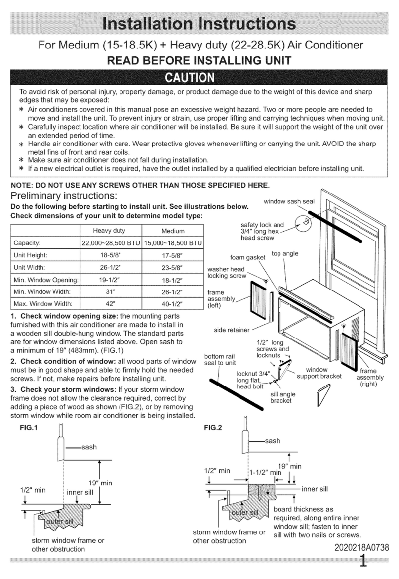 Frigidaire CRA186MT210 User manual