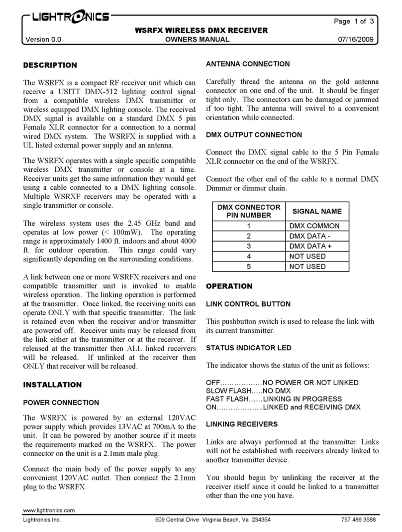 Lightronics WSRFX owner's manual