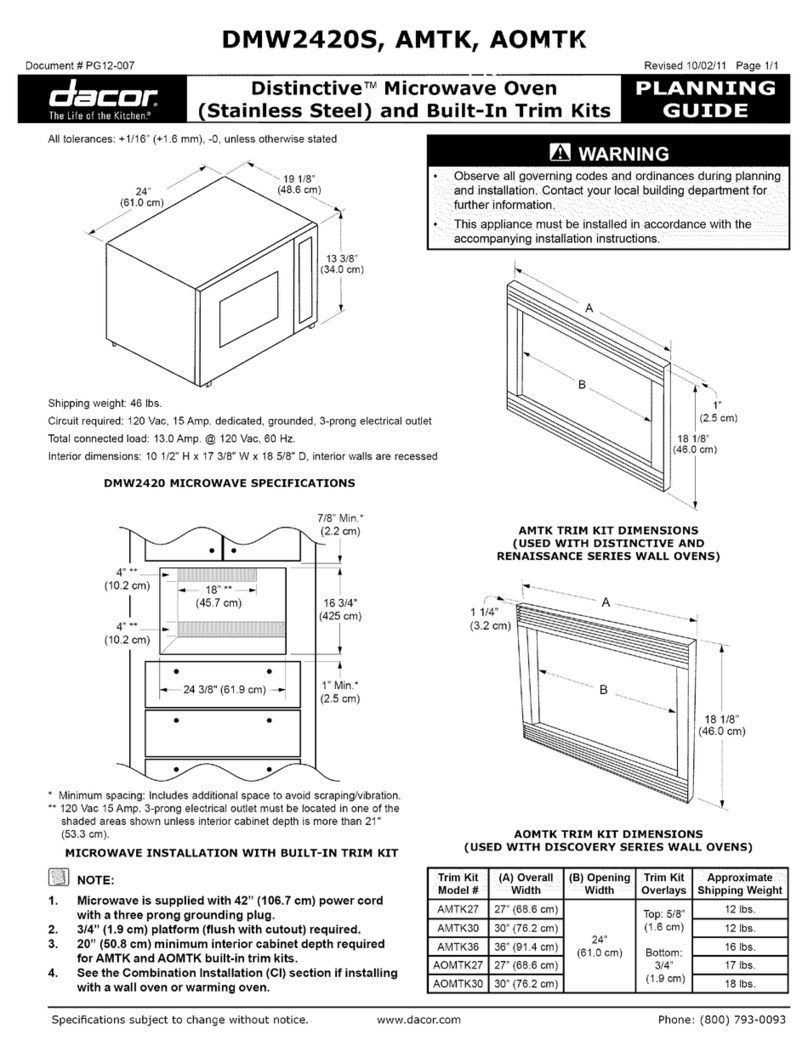 Dacor Distinctive DMW2420S Technical manual