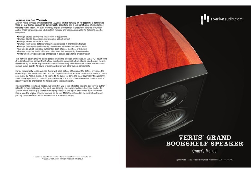 AperionAudio Verus Grand Bookshelf Speaker owner's manual