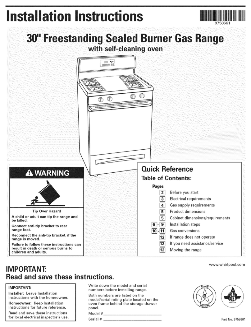 Whirlpool YSF379LEMB0 installation instructions