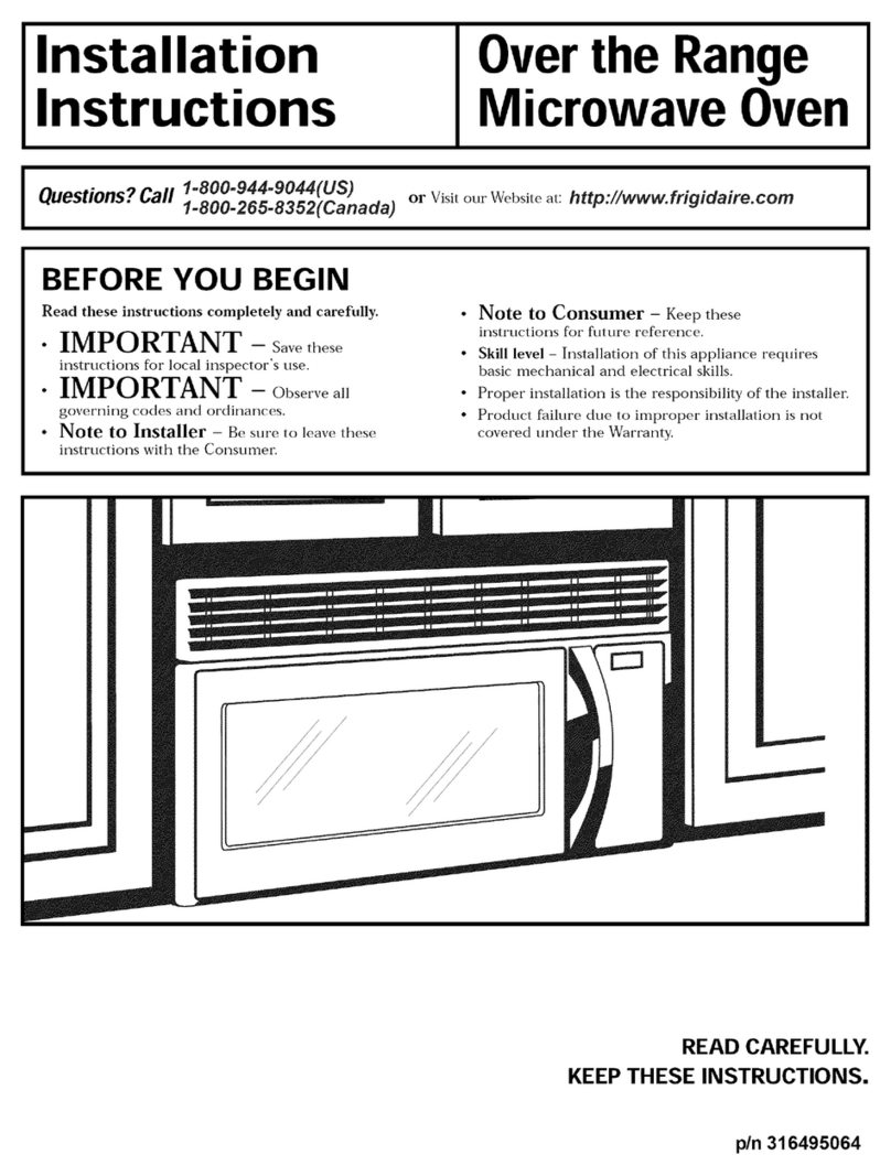 Frigidaire MMV150KBA installation instructions