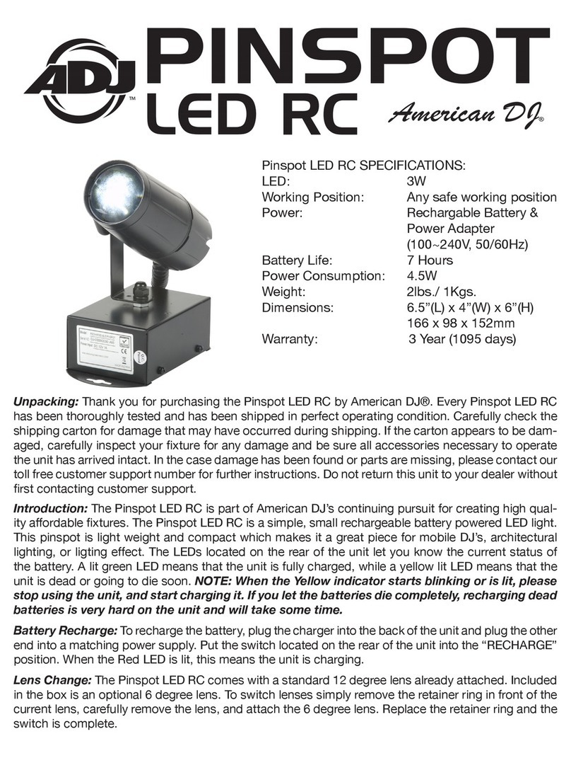 American DJ Pinspot LED RC quick guide