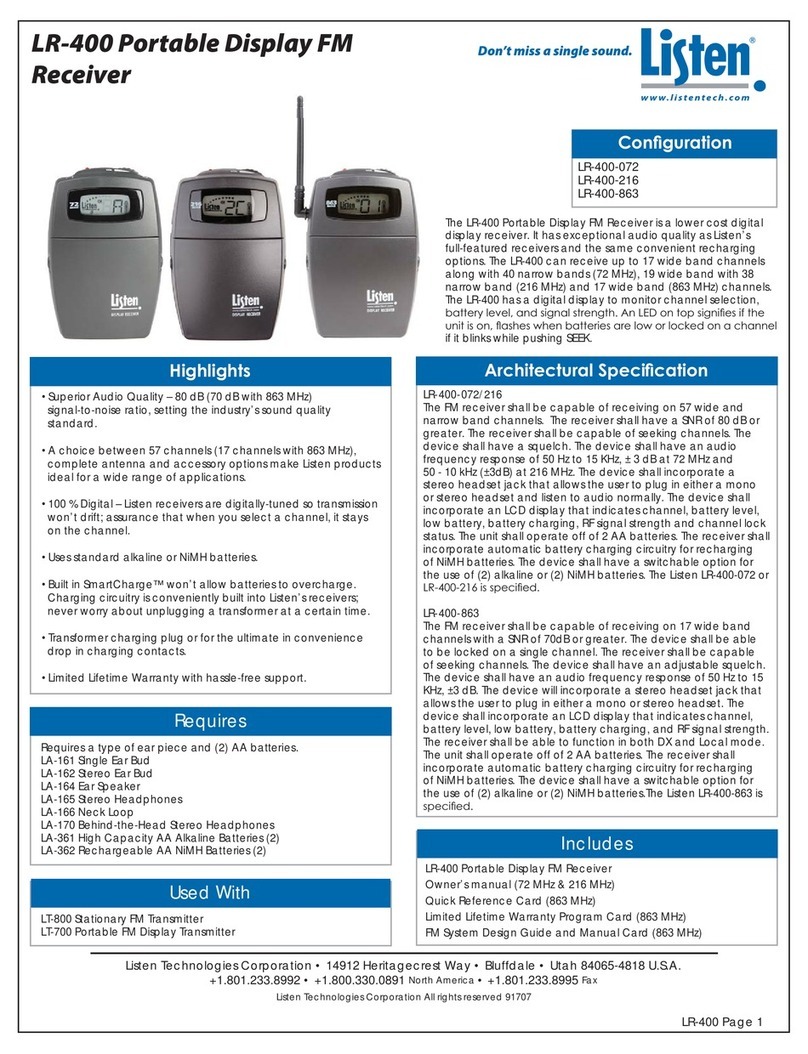 Listen Technologies LR-400 datasheet