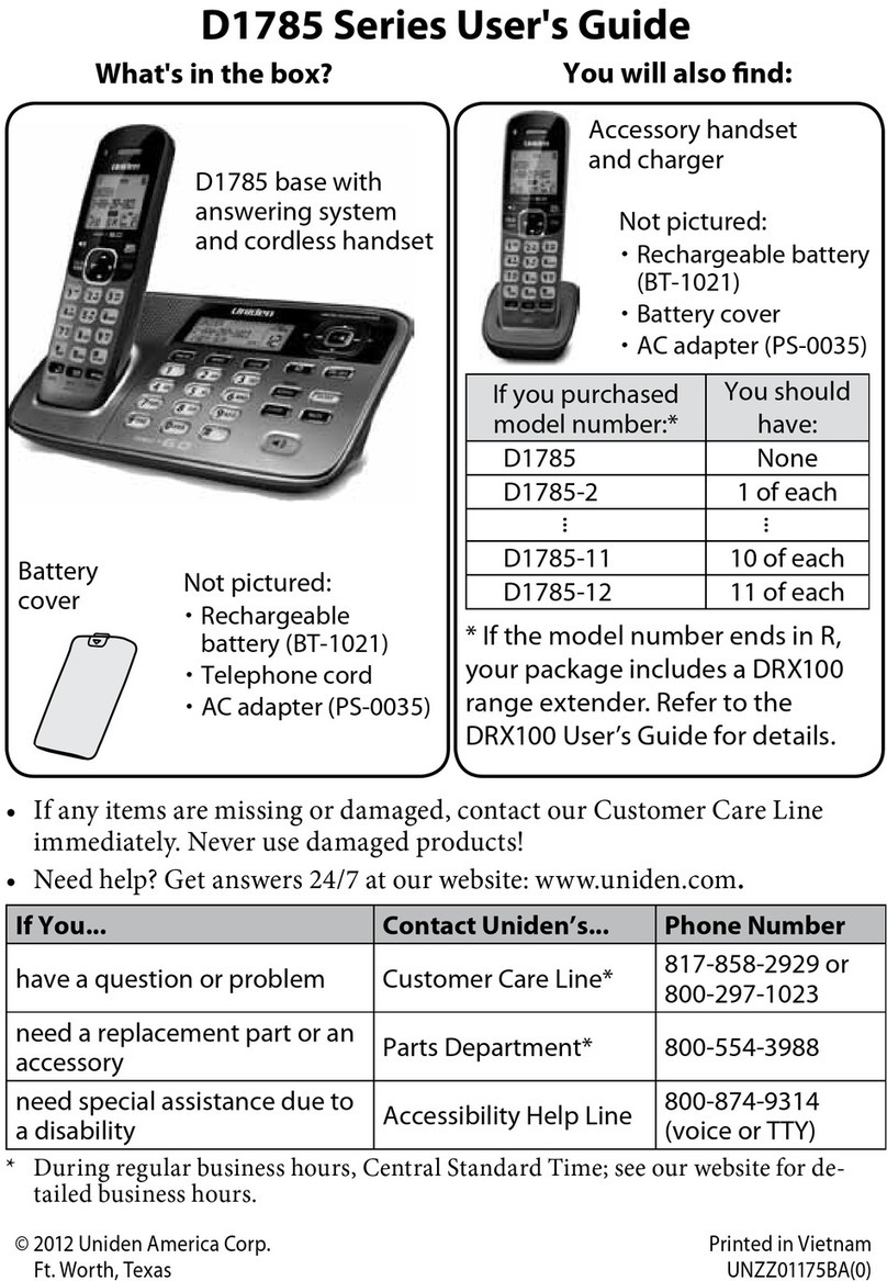 Uniden D1785 Series user guide
