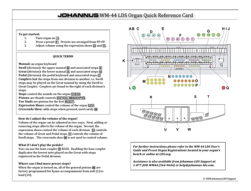 Johannus WM?44 LDS Quick reference card