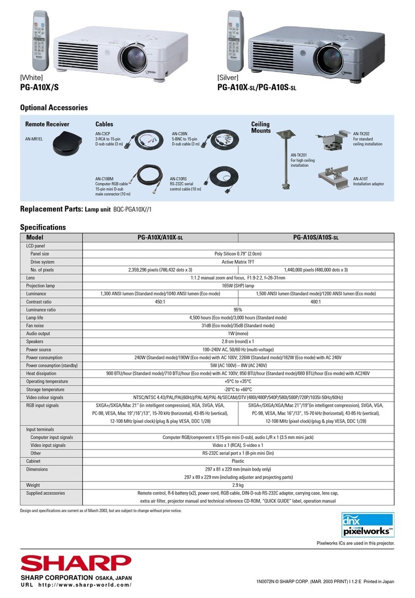 Sharp PG-A10X - Notevision XGA LCD Projector User manual