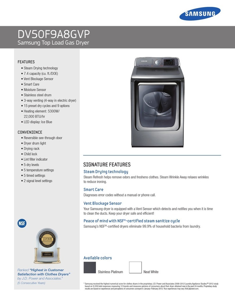 Samsung DV50F9A8GVP Information sheet