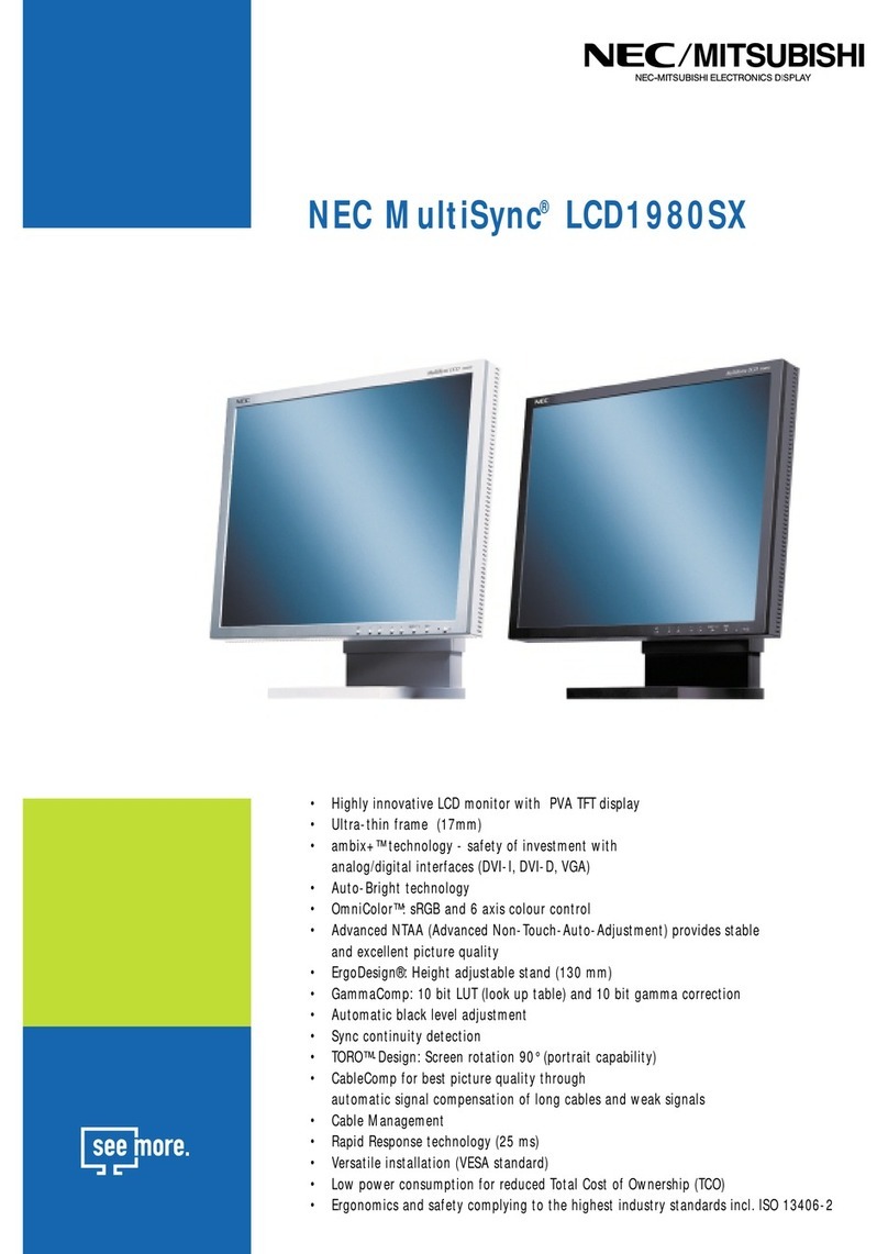NEC LCD1980SX - MultiSync - 19" LCD Monitor User manual