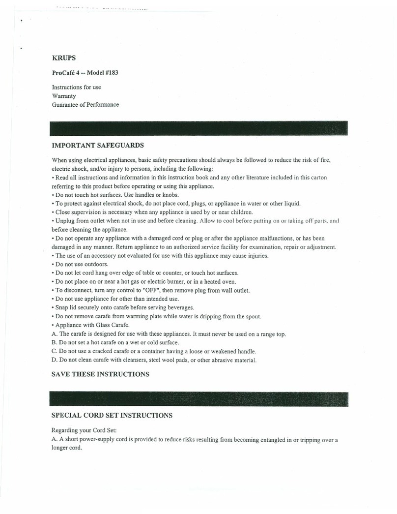 Krups PROCAFE 4 User manual Krups PROCAFE 4 User manual