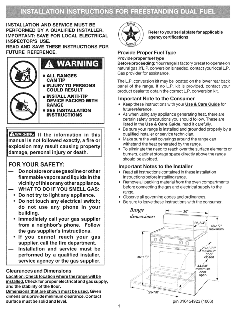Kenmore 79078509013 installation instructions