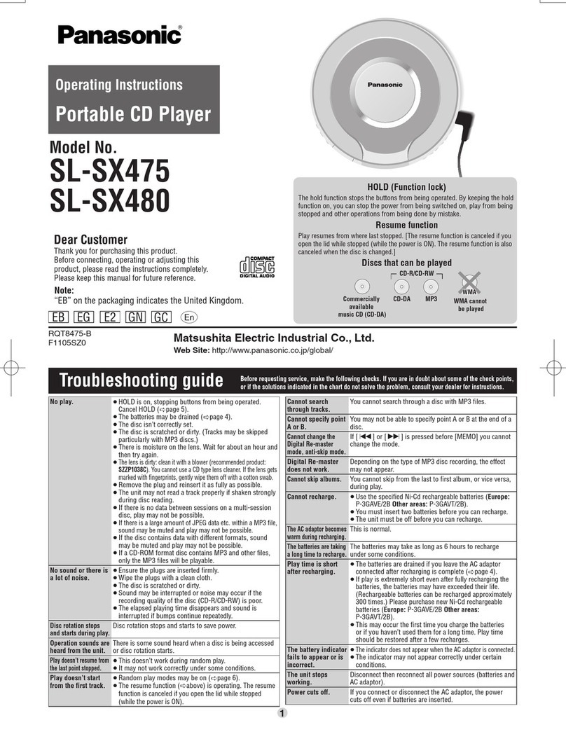 Panasonic SL-SX475 User manual Panasonic SL-SX475 User manual