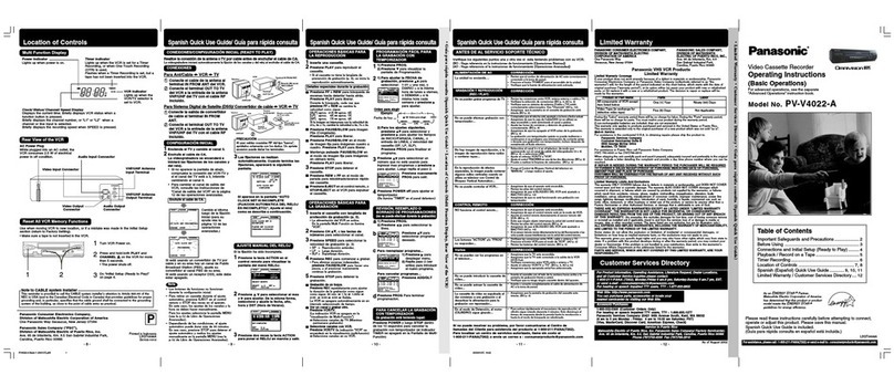 Panasonic PV-V4022-A operating instructions