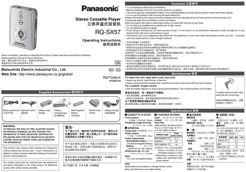 Panasonic RQ-SX57 operating instructions